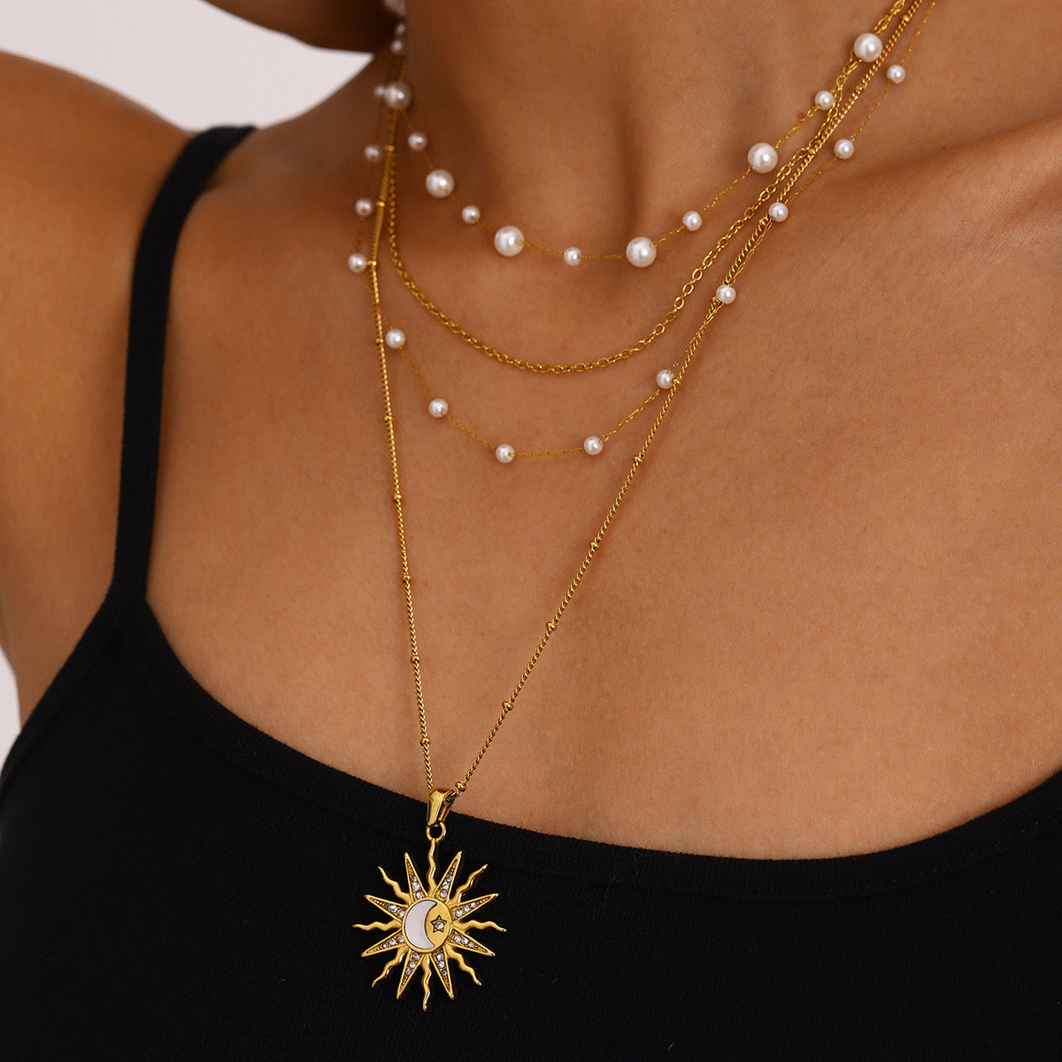 Collier Soleil Lunaire doré