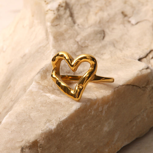 Bague cœur ondulé doré