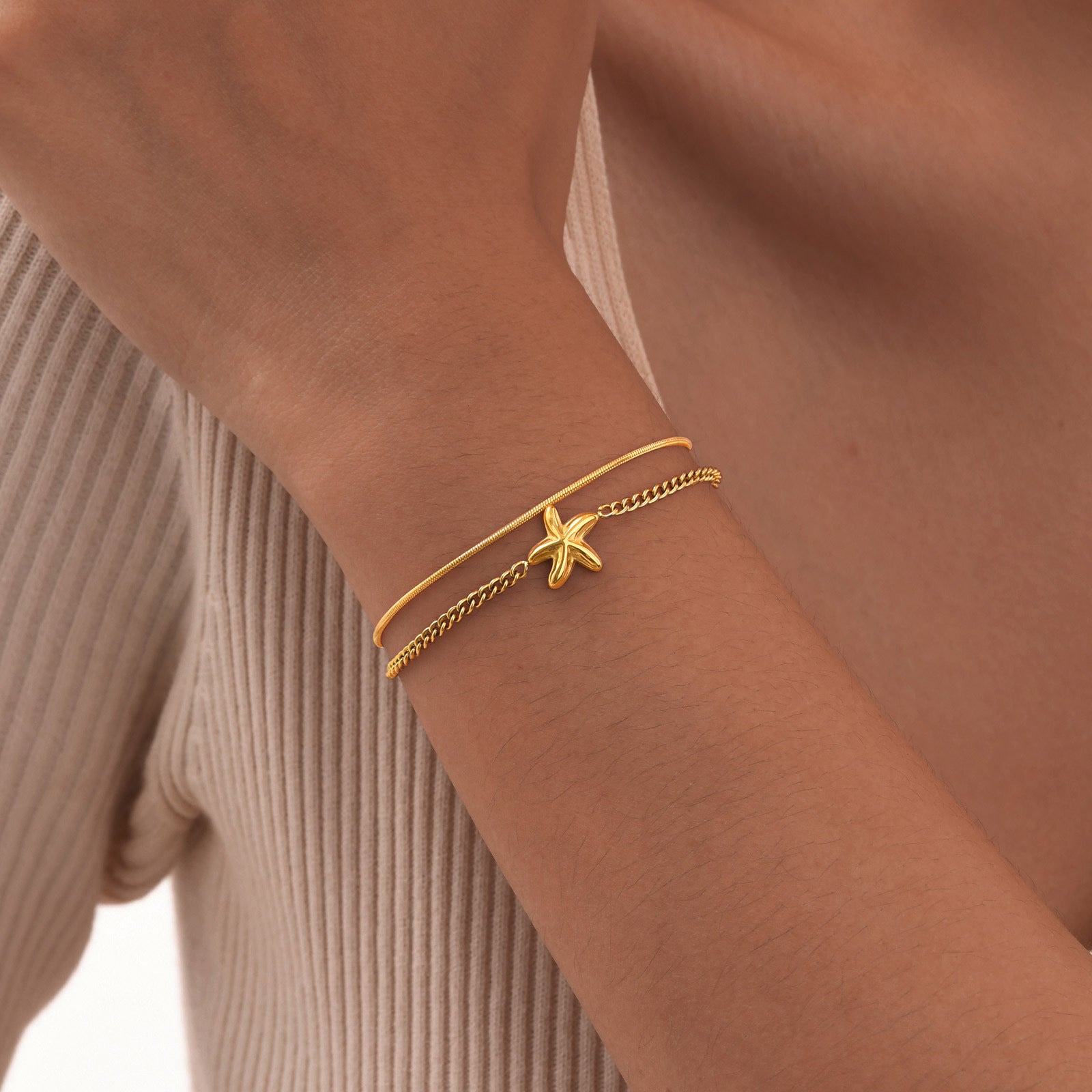 Bracelet doré étoile de mer