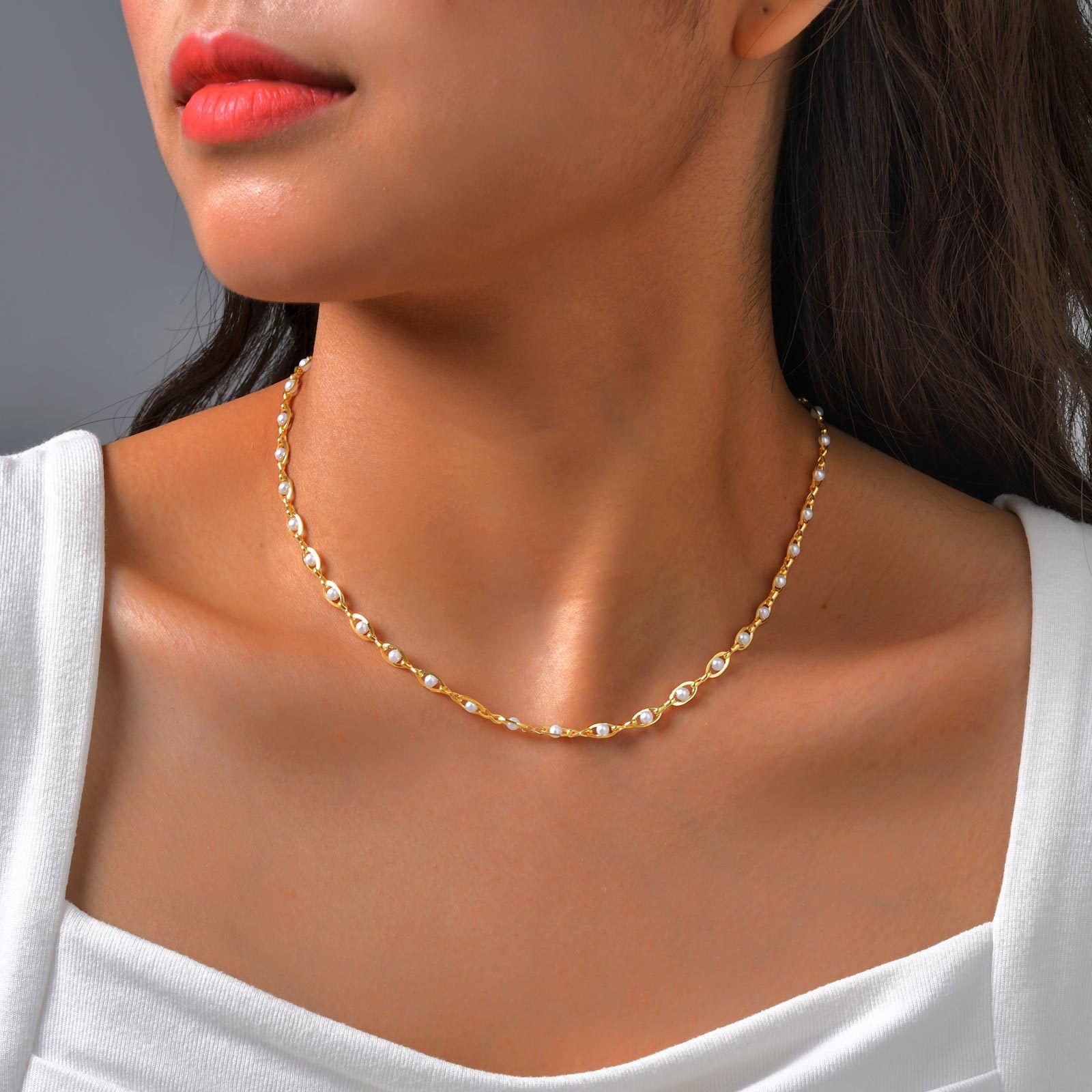 Collier perla doré