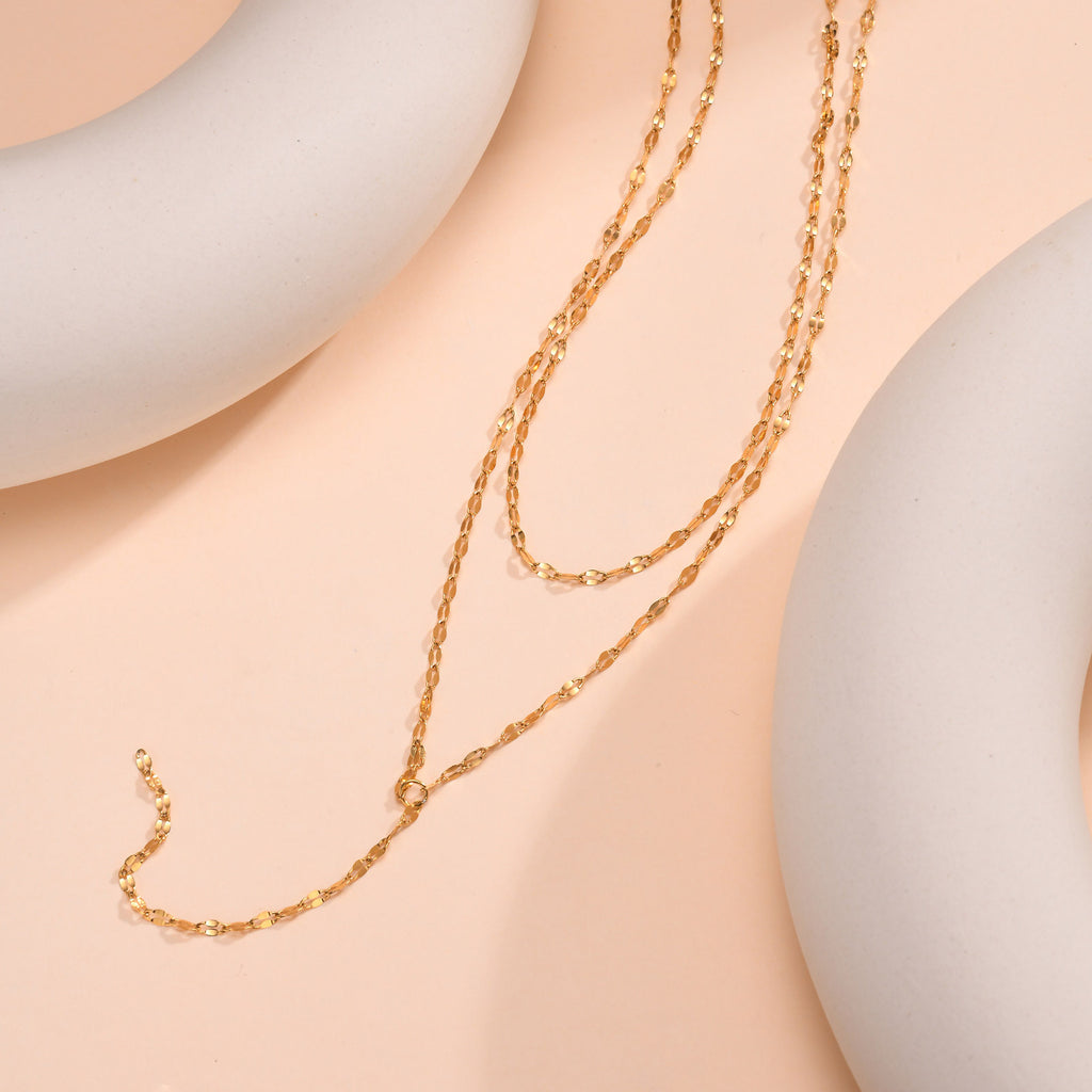 Collier chaînes Y doré