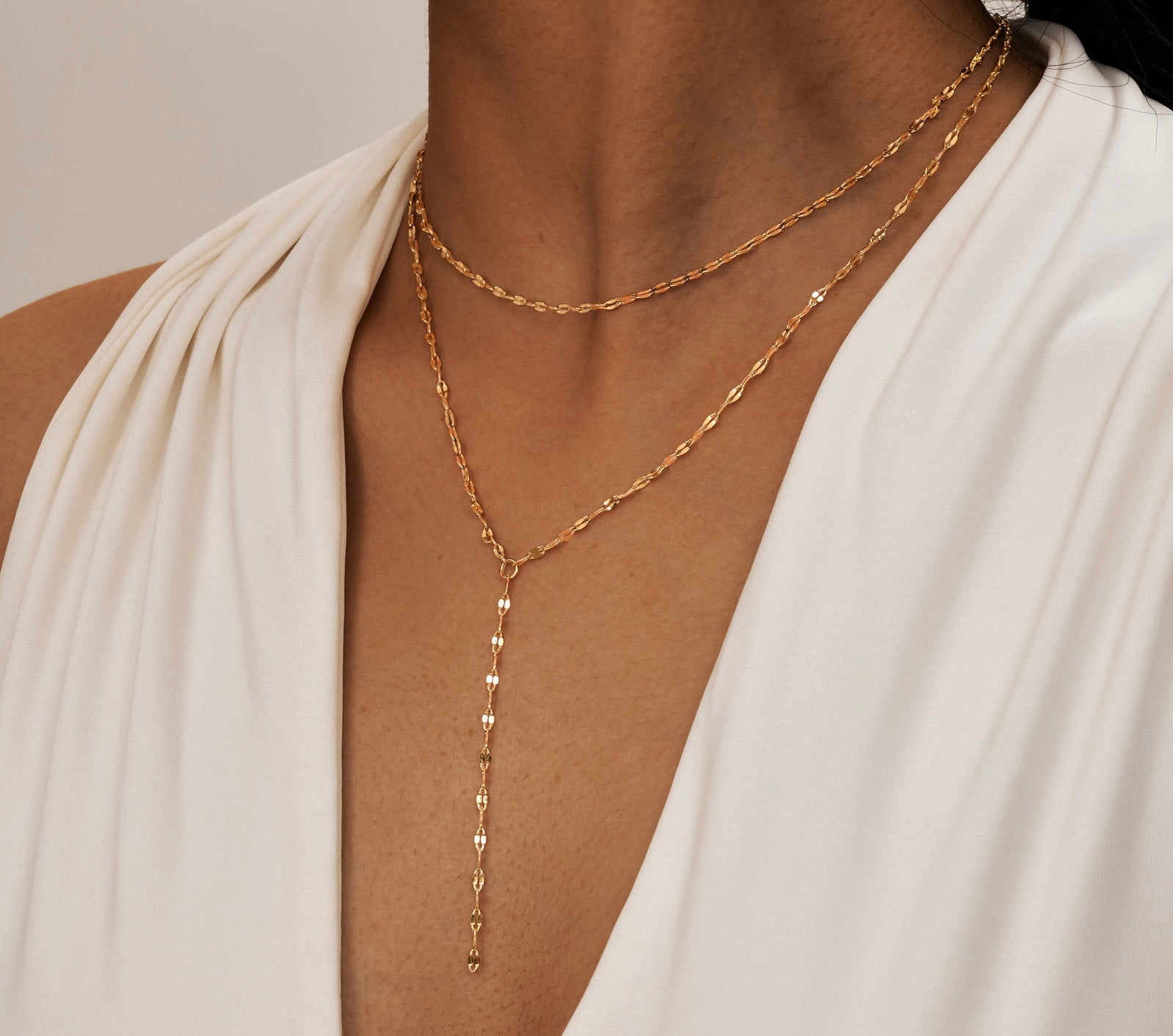 Collier chaînes Y doré