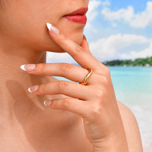 Bague effet doré ondulé